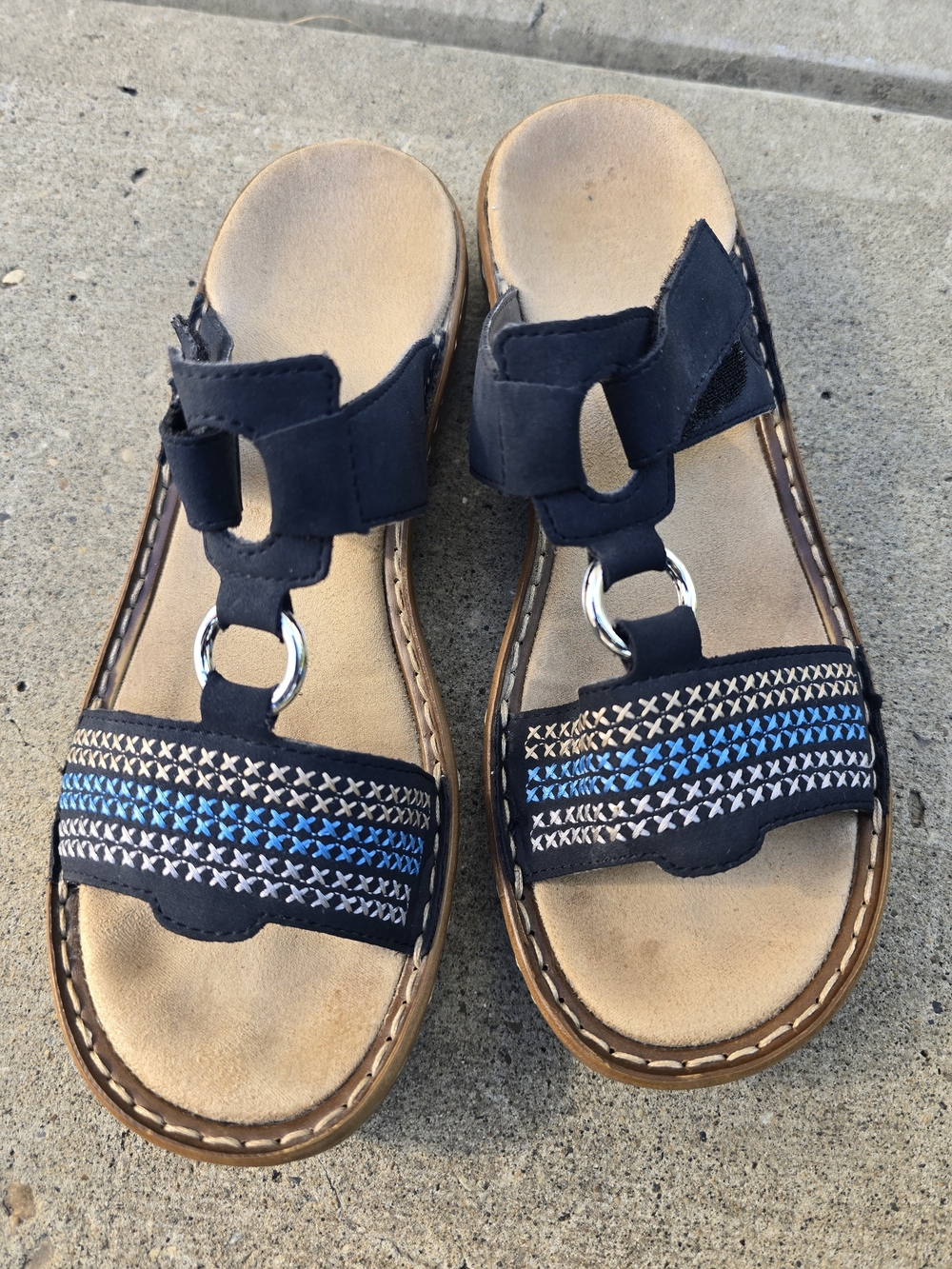 Rieker Navy Blue Slip-On Sandals with Adjustable Strap Size 40